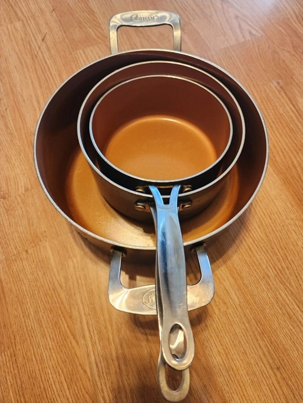 Gotham Copper Nonstick Saucepan Set - Bronze/Orange